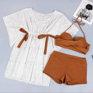 Three-piece swimsuit, cover-up